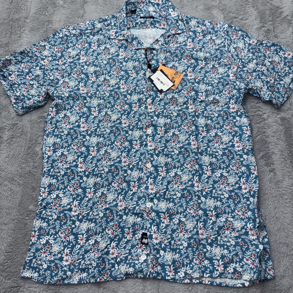 Benson Apparel Rosseau Short Sleeve Viscose Shirt Size‎ S Blue NWT